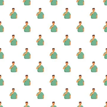 Overweight man eating in repeat pattern Stock Illustration