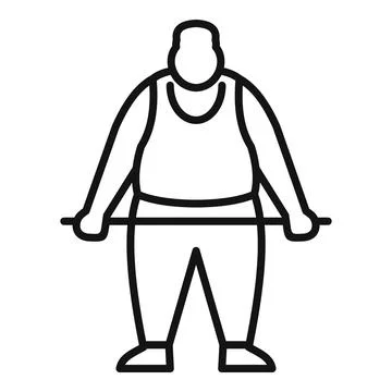 Overweight man exercising with light weights for fitness Illustrazione stock