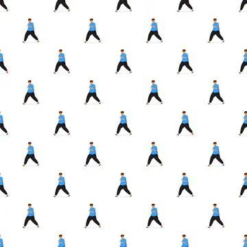 Overweight man jogging seamless pattern for active lifestyle Stock Illustration