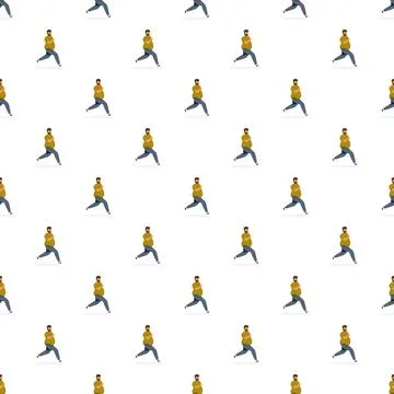 Overweight man jogging seamless pattern for fitness concept Stock Illustration