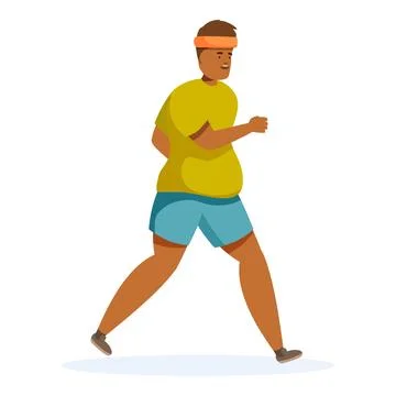 Overweight man running and losing weight, maintaining healthy lifestyle Stock Illustration