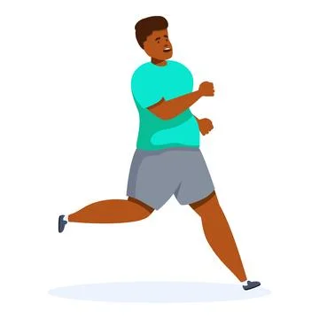 Overweight man running and trying to lose weight イラスト素材