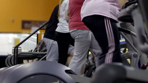 Overweight People on Treadmill Stock Footage 49546160