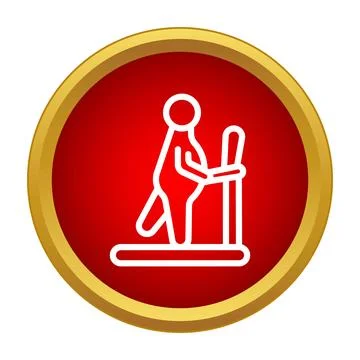 Overweight person exercising on an elliptical machine icon Ilustração Stock