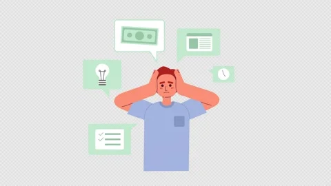Overwhelmed by freelance tasks 2D animation Stock Footage 301701843