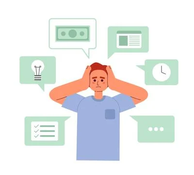 Overwhelmed by freelance work flat concept vector spot illustration Stock Illustration