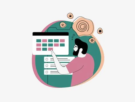 Overwhelmed man thinking of mental load, invisible labor, cognitive fatigue Stock Illustration