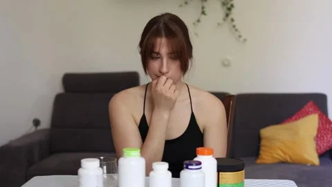 Overwhelmed by supplements. 스톡 동영상 339096567