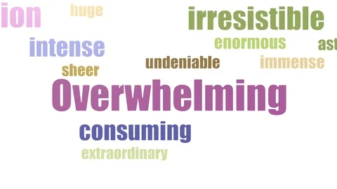 Overwhelming Wordcloud Animated On White Background Video stock 103665221