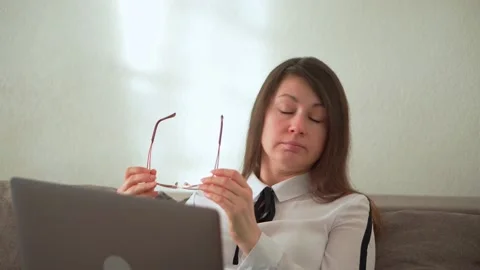 Overwork and burnout during long work. Stress and headache. Stock-Footage 169143843