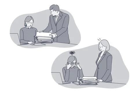 Overwork, burnout, Stress concept 库存插图