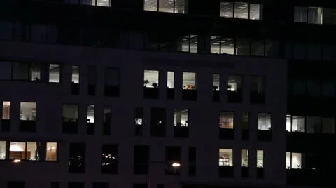 Overwork Concept Office Buildings at Night 02 Video stock 10867792