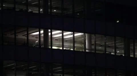 Overwork Concept Office Buildings at Night 03 Vídeos de archivo 10867795