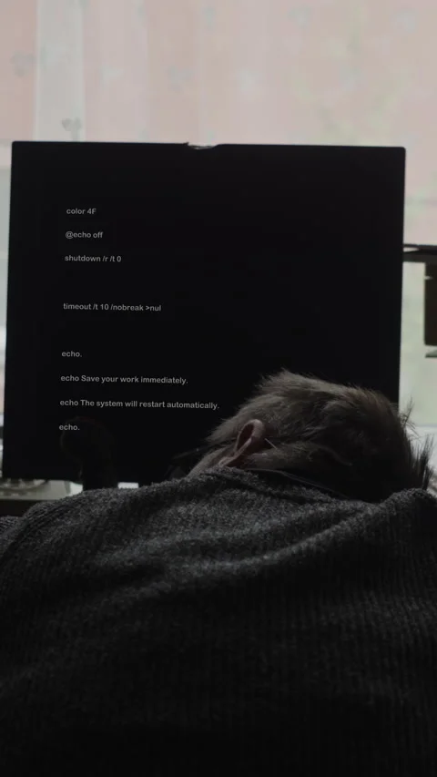 Overworked Computer Programmer Asleep at Desktop with System Overload Stock Footage 337764045