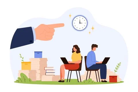 Overworked Employees Facing Paperwork and Deadlines Stock Illustration