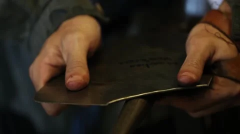 The overworked hands of a medieval blacksmith Stock Footage 44631846