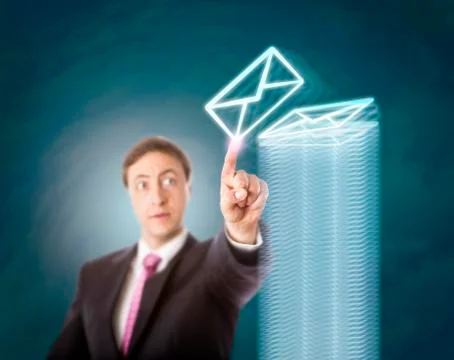 Overworked Manager Stacking Virtual Documents Stock Illustration