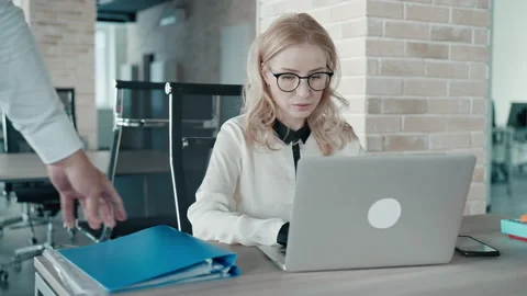 Overworked manager at workplace Stock Footage 168324304