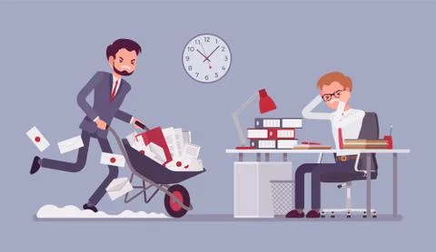 Overworked in the office Stock Illustration