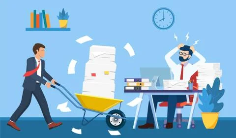 Overworked in the office. Stock Illustration