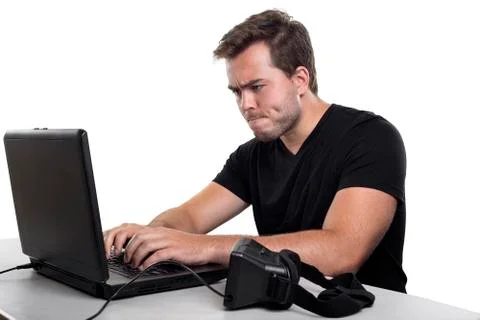 Overworked VR Developer Stock Photos