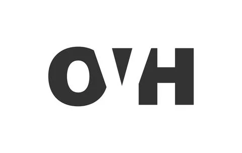 OVH logo design. Initial letter O V H bold font style for tech startups, co.. Stock Illustration