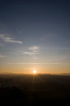 Oviedo city at New Year's sunrise Stock Photos