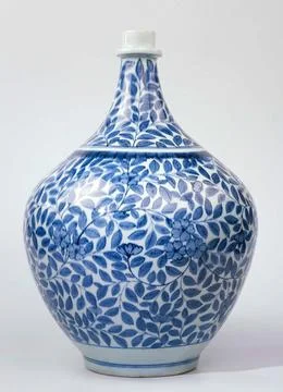 Ovoid Bottle with a Continuous Pattern or Floral scrolls. Stock or pharmac... Stock Photos