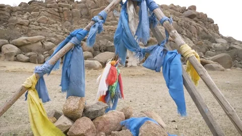 An Ovoo in the Mongolia steppes Stock Footage 254330749