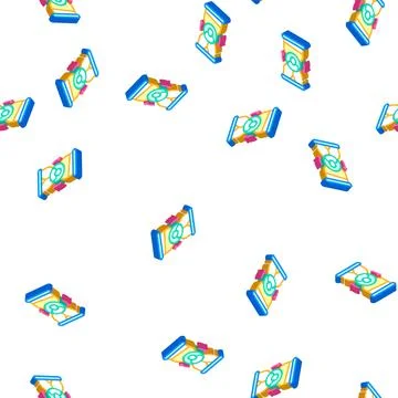 Ovretime work isometric icon seamless pattern sign Stock Illustration