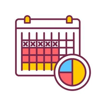 Ovulation calendar with marks days. Contraception method. Menstrual cycle. Bi 스톡 일러스트