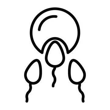 Ovule being fertilized by sperm icon linear logo mark in black and white Stock Illustration