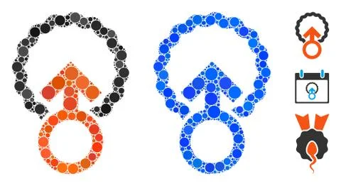 Ovum Penetration Composition Icon of Spheric Items Stock Illustration
