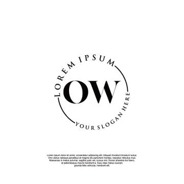 OW Initial handwriting logo design Stock Illustration