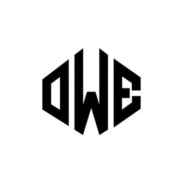 OWE letter logo design with polygon shape. OWE polygon and cube shape logo .. Stock Illustration