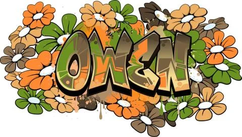 Owen Graffiti Text Logotype Design Stock Illustration