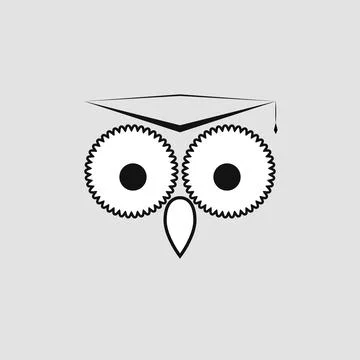 Owl in a academic hat. Learning and education logo. Vector template. Stock Illustration