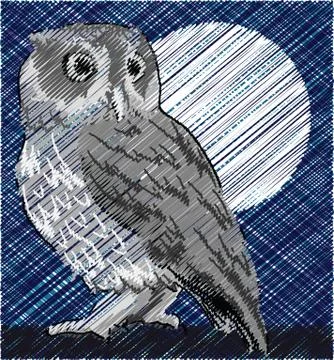 Owl alerted to movement. vector illustration Stock Illustration