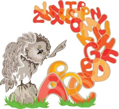 Owl and alphabet Stock Illustration