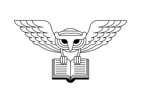 Owl and book. eagle-owl with open book. Vector illustration Stock Illustration