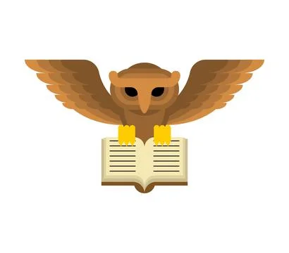 Owl and book. eagle-owl with open book. Vector illustration Stock Illustration