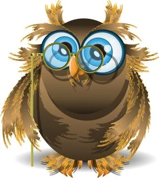 Owl and lorgnette Stock Illustration
