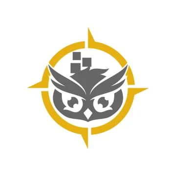 Owl Application Logo Design Vector Template Isolated Stock Illustration