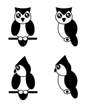 Owl b w Stock Illustration