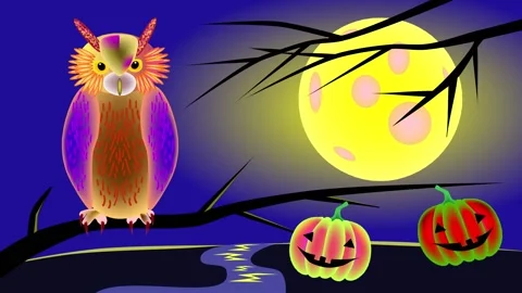 Owl on the background of the moon Stock Footage 237151913