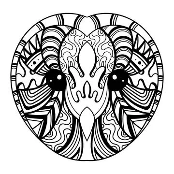 Owl barn head mandala zentangle coloring page illustration Stock Illustration
