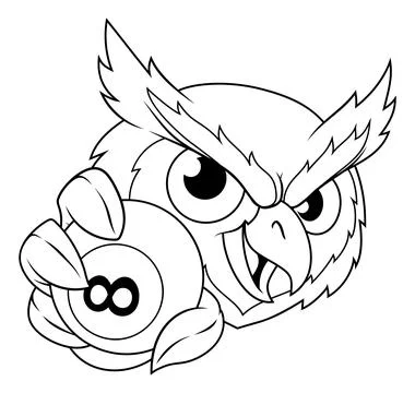 Owl Bird Billiards Pool 8 Ball Cartoon Team Mascot Stock Illustration