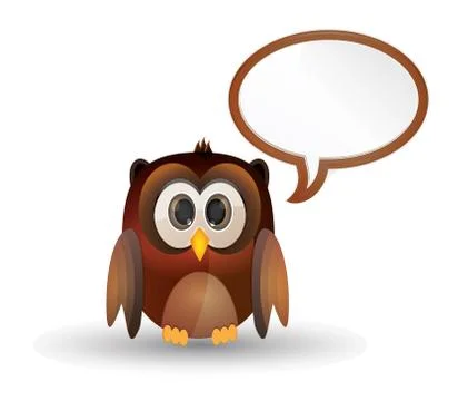 Owl bird with bubble speech Stock Illustration
