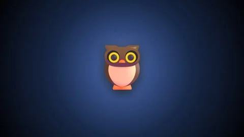Owl bird character animation floating gently against a dark blue Stock Footage 345373685
