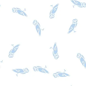Owl bird glyph vector seamless pattern Illustrazione stock